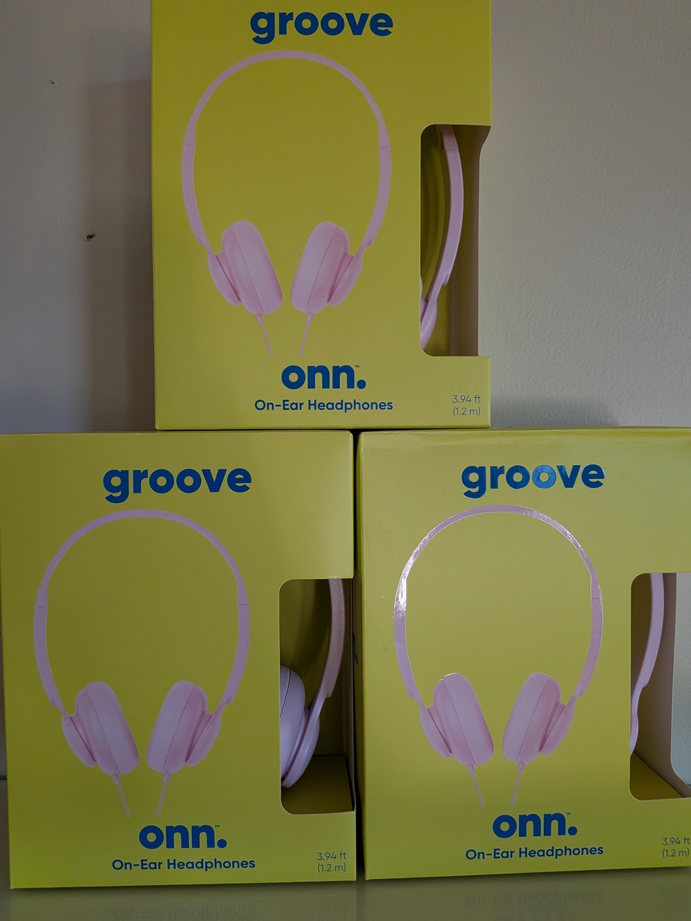 onn. Groove On-Ear Headphones — Light Pink 3 Packs